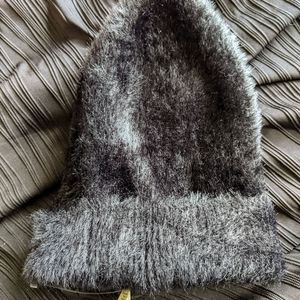 NWOT Michael Stars Black Faux Fur Beanie Hat